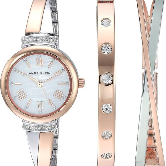 Women's Premium Crystal Accented Bangle Watch Set AK/2245